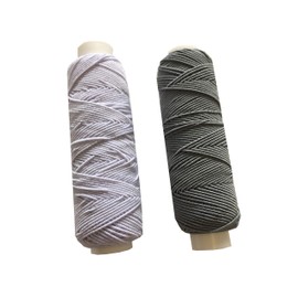 Shirring Shearing Elastic Thread, 20 Meter Each Colour Per Spool, Pack of 2 X 20m Spools, Sewing, Haberdashery, Craft, Smocking, Gathering, (White & Mid Grey), 30 Colours Available