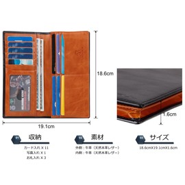 VISOUL Men's Bifold Long Wallet, IC Card Storage, No Coin Purse, Large Capacity, Ultra-thin, Italian Leather, Luxury Cowhide Leather, Bi-Fold Wallet, Genuine Leather, Made by Leading Leather Artisans,