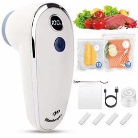 WanshengLe Vacuum Sealer with 30 Reusable Sous Vide Bags, Handheld Vacuum Sealer for Food, Portable Vacuum Sealer Machine for Preservation, Fresh & Save Meal Prep