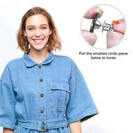 Desenda 6 Style Instant Button Pins for Loose Jeans, No Sew and No Tools Replacement Snap Tack Pant Button Reusable Adjustable Metal Jean Button Tightener Pins for Expand or Shorten Pants Waist