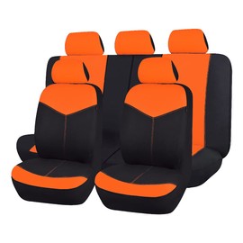 Flying Banner Car Seat Covers Full Set Front Seats and Rear Bench Polyester Cover Protectors Front Cover airbag Compatible Rear Bench Split 40/60 50/50 60/40 (Orange Black)