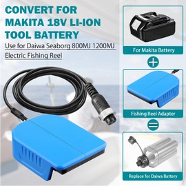 Laimiao Fishing Reel Battery Adapter for Makita 18V Battery Converter, Work for Daiwa 14.4V SEABORG 800MJ,SABORG 1200MJ, Electric Fishing Reels Power Cord Cable