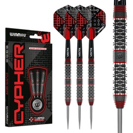 WINMAU Darts Cypher 22g 90% Tungsten Steel Tip Darts Set with Dart Flights and Dart Shafts (Stems)