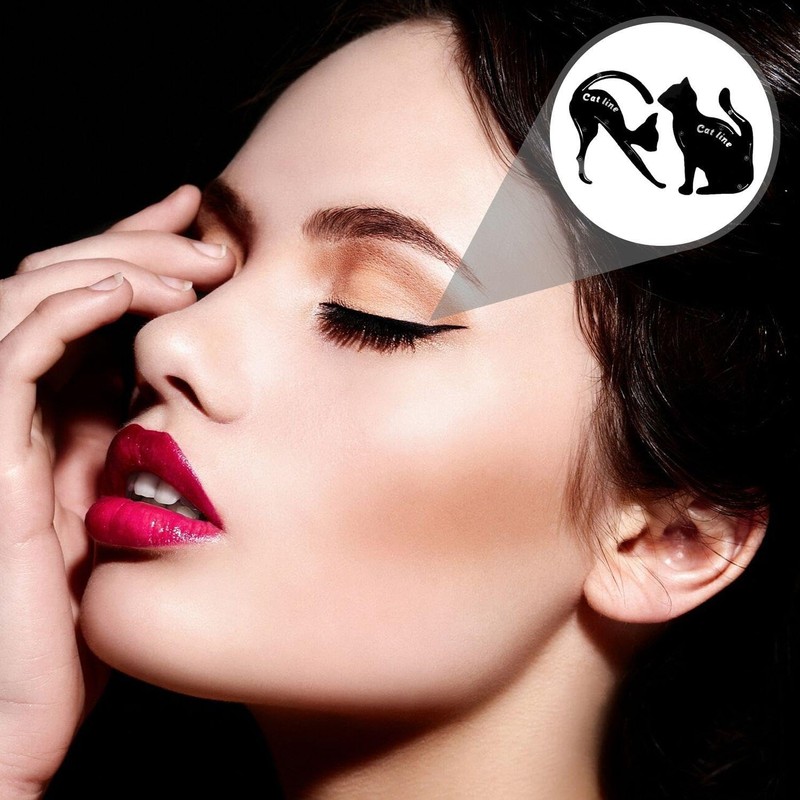 8 Eye Makeup Template Stickers And 2 Cat-Shaped Eyeliner Template