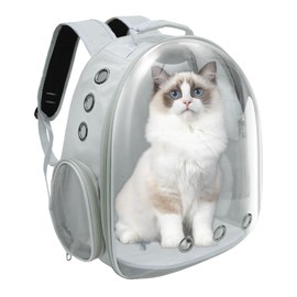 GeerDuo Cat Backpack, Airline Approved Bubble Carrying Bag for Small Medium Dogs Cats, Space Capsule Pet Carrier Dog Hiking Backpack Travel Carrier (Grey)