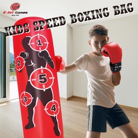 Punching Bag with Boxing Gloves for Boys Girls Ages 3 4 5 6 7 8 9 10 11 12 Years Old, Inflatable Bounce-Back Boxing Gifts
