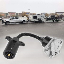 CARROFIX - Adaptador para conector de remolque de 7 vías estilo RV a conector redondo de 7 vías, zinc fundido a presión
