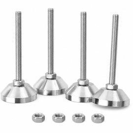 Niveladores de pies ajustables resistentes M10 totalmente roscados pies de nivelación 120 mm de longitud del vástago 60 mm / 2.4 pulgadas de la base d