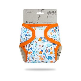 Petit Lulu Size 2 PUL Overtrousers (5-16 kg) Velcro One Size Nappy Overpants Baby Nappy Pants Washable & Waterproof Fabric Nappies Made in EU (Prehistoric Animals)