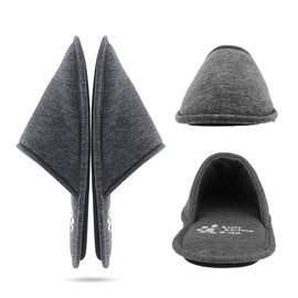 Sunshine Code Women's Memory Foam Cotton Washable Slippers with Matching Travel Bag for Home Hotel Spa Bedroom, M, Black