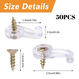 MOROBOR Glass Retainer Clip Kit, 50PCS, 4mm, Transparent with Color Plating Screw