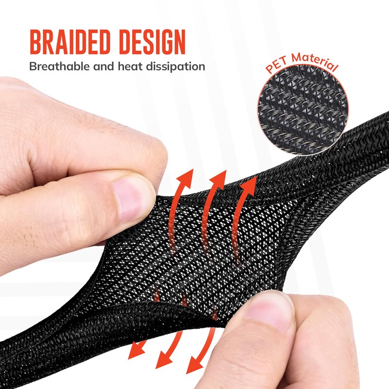 ZAVIA Cable Tidy Sleeve | Wire Covers for Cables 10ft-1/2inch