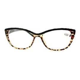 PASTL Clear Lens Glasses With Bifocal Reading Lens Womens Rectangular Cateye (leopard, 1.75)