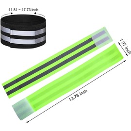 hnswwgew 8 Pcs Reflective Wrist Strap, Running Safety Gear Reflective Wristbands, High Visibility Bike Ankle Bands Reflector Armband, Night Sports and Dog Walking(Black & Fluorescent Green)