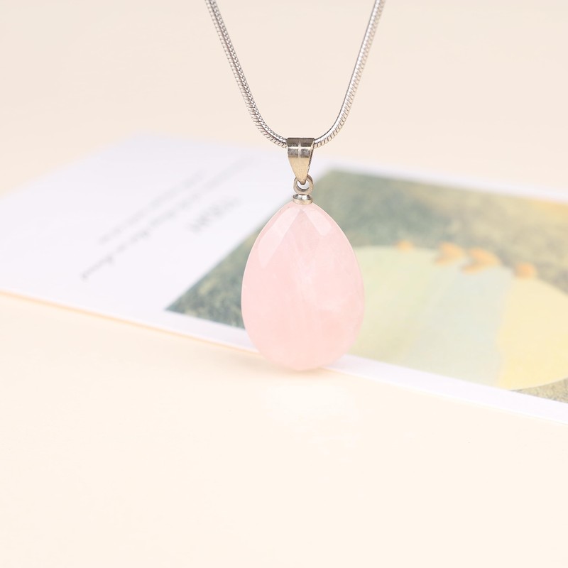 Koai Women's Cut Rose Quartz Power Stone Necklace, Rose Quartz,