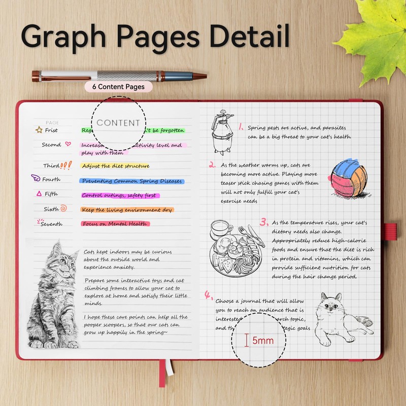 NORDUN Graph Notebook A5 Thick Journal,360 Pages Squared Notebooks for