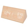 Triangular Digital Wooden Clock Time Date Temperature Humidity Display Alarm