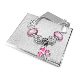 Celtic Heart Shamrock St Patricks Day Charm Bracelet with Gift Box Womens Girls (16cm Girls Bracelet, 3. Pink)