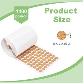BENECREAT 1400pcs 0.5x0.06 Inch Adhesive Cork Circles, Flat Round Self-Adhesive Cork Round Dots Cork Mat for Cabinets, Table Top Items, Scratching, Furniture, Electronics