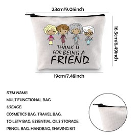 Golden Inspired Cosmetics Bag Travel Bag for BFF Best Friend Birthday Gift (Thank You for Being A Friend CA)
