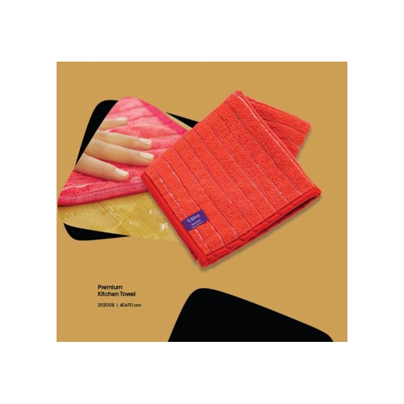 Silva Premium Microfibre Kitchen Towel, Red, Pack of 2, 20