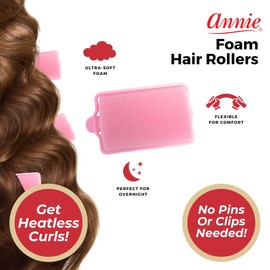Annie Classic Foam Cushion Rollers #1055, 6 Count Pink Jumbo 1-1/2 Inch
