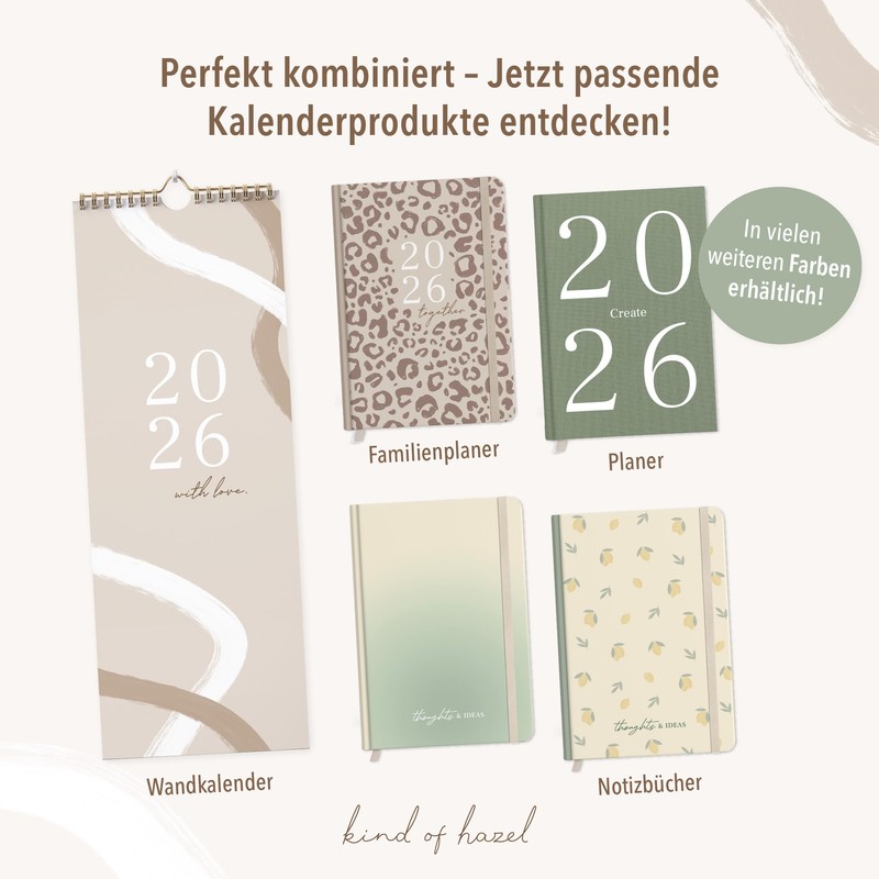 KIND OF HAZEL Desk Calendar 2026 Landscape Weekly Planner with