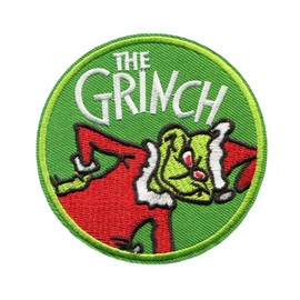 Patchwork Paradise The Grinch Embroidered Iron-On Patch - Christmas Holiday Movie Green Design