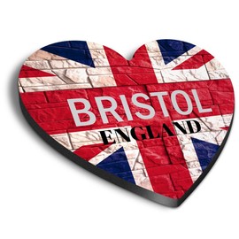 1x Heart MDF Magnet 6cm - Bristol England Flag Circle - Fridge Locker Office Whiteboard Toolbox #61004