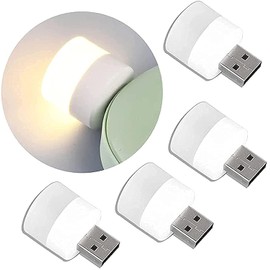 Linwnil USB Plug Lamp Computer Mobile Power Charging USB Small Book Lamps LED Eye Protection Reading Light Small Round Light Night Light(4 Warm Light)