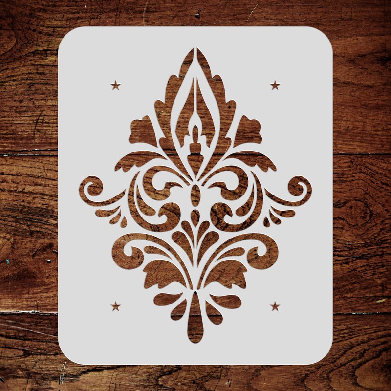 Simple Damask Stencil, 6.5 x 8.25 inch - Vintage Damask