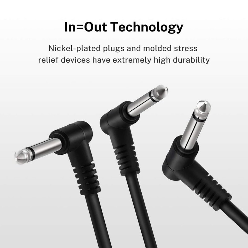 EMSTAR 6 Pack 6 Inch Guitar Patch Cables, Black Guitar