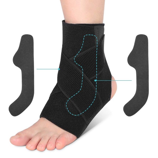 Yosoo Health Gear Ankle Bandage Sport, Ankle Bandage with Velcro Fastening PE Board Ankle Bandage Neoprene Ankle Support for Football Basketball Ankle Pain