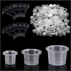 300pcs Tattoo Ink Caps Kit with 2 Cups Holders,100 Small 100 Medium 100 Large Tattoo Ink Cups,Tattoo Ink Caps for Tattoo Permanent Makeup Container Cap Tattoo Supplies Tattoo Accessories