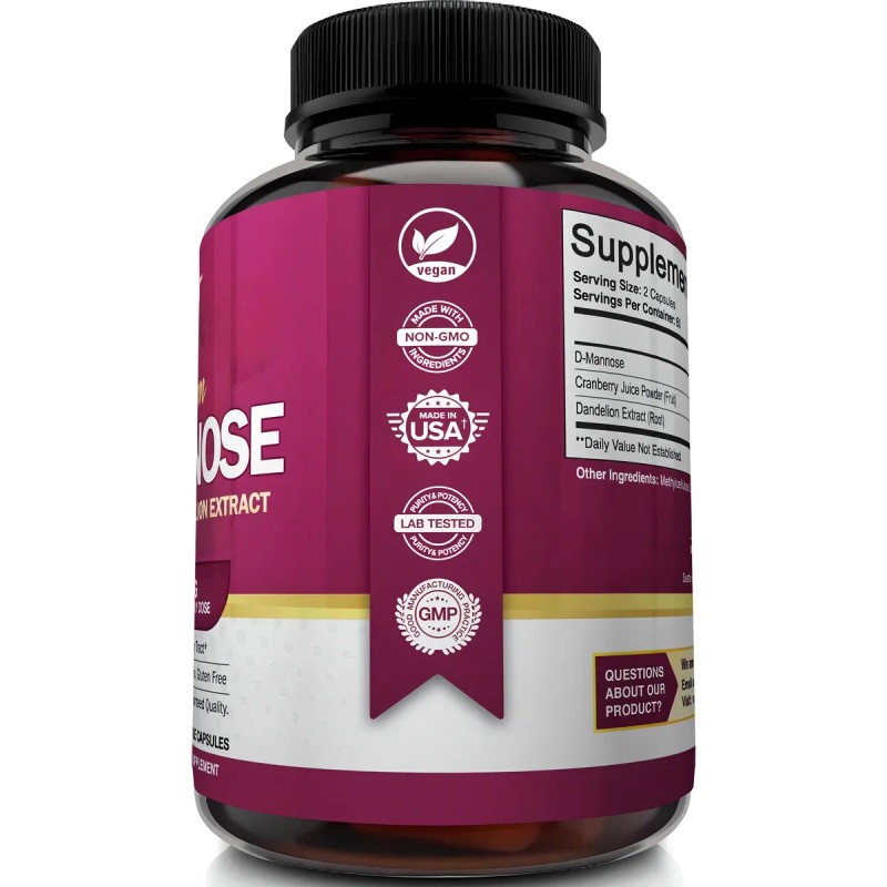D-mannose 1500mg Nutriflair 120 Cápsulas Hecho En Usa Sabor Sin