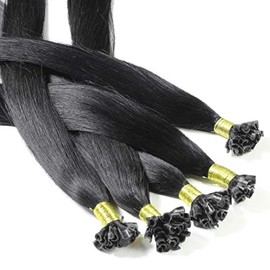 hair2heart Extensions Echthaar Bondings Glatt - 25 StrÃ¤hnen 1g 40cm Schwarz