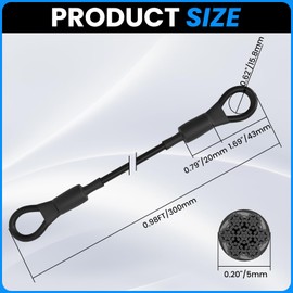 SDTC Tech 4-Pack Heavy Duty Loop End Cable Braided Stainless Steel PVC Coated Safety Wire Rope for Outdoor Travel Home Hanging Transport, 5mm Thickness 12 Inch Length 200lb Tensile Force