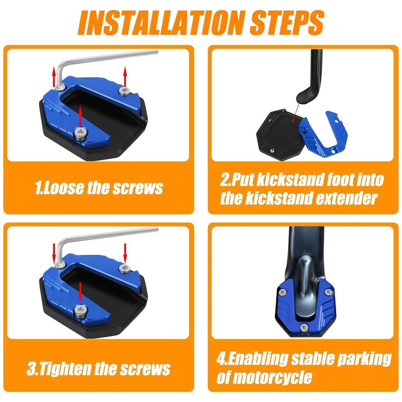Universal Motorcycle Kickstand Foot Side Stand Extension Pad Replacement for