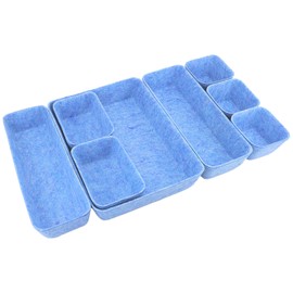 Bazasa Drawer Organizer 8 Pieces Felt Storage Bins for Office Desk Accessories and Cosmetic Desk Organizer and Dividers with 4 Sizes for Dressing Table Bathroom Bedside Table Bedroom (Blue)