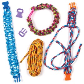 Baker Ross AG744 Paracord & Clasp Craft Kits, for Jewelry Making and Friendship Bracelet String (Pack of 6), Assorted, Pack de 6