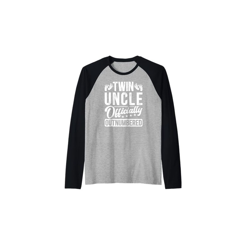 Mens Twin Uncle Officially Outnumbered Uncle Of Twins Raglan Baseball