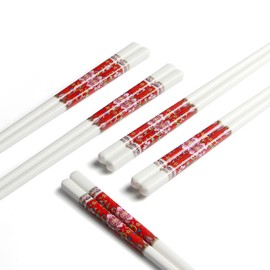 IQCWOOD Chopsticks Reusable, 5 Pairs High-grade Bone Chopsticks, Porcelain Chopsticks Dishwasher Safe, Classic Chinese Style Chop Sticks Gift Sets, 9.5 Inch/24cm