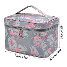 Toiletry Bags for Women, Large Cosmetic Storage Toiletry Bag, Double Zipper Travel Make Up Bag, Flamingo Toiletry Wash Bag, Waterproof Makeup Organizer Bag with Handle for Women Teenage Girls(Grey)