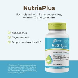 Lifestyles NutriaPlus Antioxidant Supplement - Herbal Immune Support & Multivitamin with Selenium, Vitamin C, Green Tea, Garlic, and More – Made in Canada – 60 Capsules