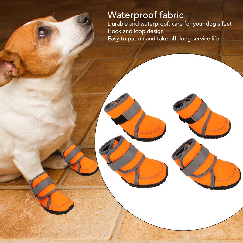 4pcs Dog Boots Soft Rubber Waterproof Pet Dog Paw Protector