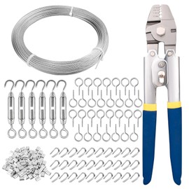 TooTaci 165ft 1/16 Stainless Steel Cable with Wire Rope Crimping Tool, Turnbuckles for Cables Wire Tension Kit for Garden Trellis for Climbing Plants, String Lights Hanging, Picture Hanging