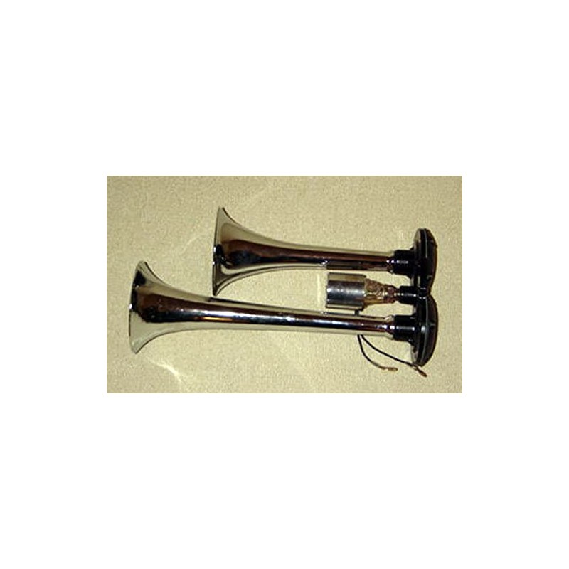 UNIVERSAL CHROME 12V 24V DOUBLE AIR HORN FOR TRUCK LORRY