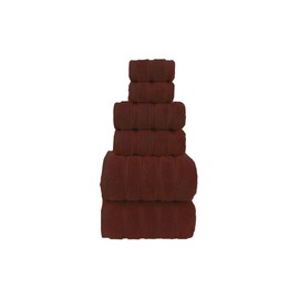 ZISH Soft Linen Luxury 100% Turkish Cotton Bathroom Towel Set - 6 Pieces Towel Set, 2 Bath Towels 2 Hand Towels 2 Washcloths, Absorbent, Soft, Durable - Machine Washable (Chocolate Brown)