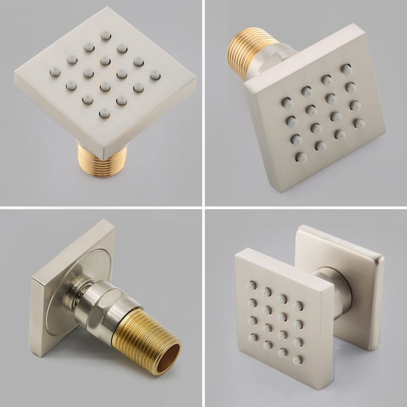 HOMEDEC Shower Jet Body Massage Wall Side Sprayer Square Brass