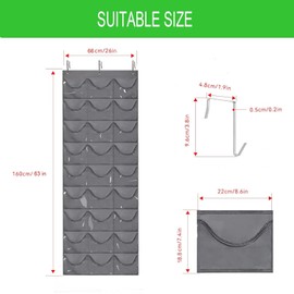 VASA NAMA Organizador de Sombreros, 24 Bolsillos Profundos para Gorras de Béisbol, Organizador Gorra Béisbol, Soporte Visible para Sombreros Pared con 3 Ganchos（Gris）